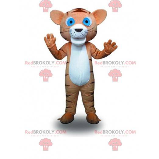 Mascot lille brun og hvid tiger, katte kostume - Redbrokoly.com