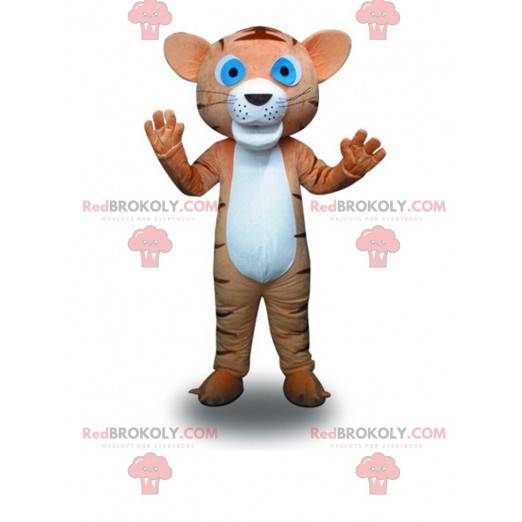Mascot small brown and white tiger, feline costume -