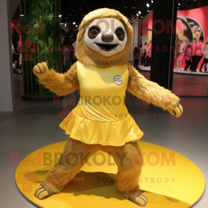 Gold Sloth maskot kostume...