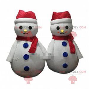 2 mascottes de bonshommes de neige, costume d'hiver -