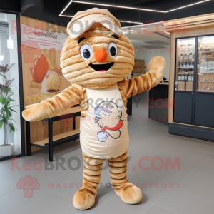 Beige Croissant maskot...