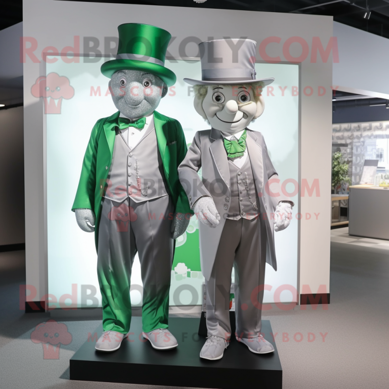 Silver Leprechaun Hat mascot costume character dressed with a Oxford Shirt and Ties Silver Leprechaun Hat mascot costume character dressed with a Oxford Shirt and Ties