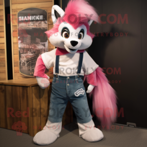 Pink Skunk maskot kostume...