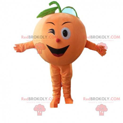 Kæmpe og smilende orange maskot, frugtkostume - Redbrokoly.com