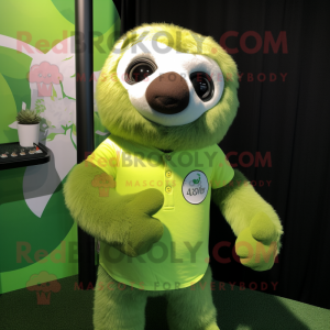 Lime Green Sloth mascotte...