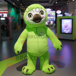 Lime Green Sloth mascotte...