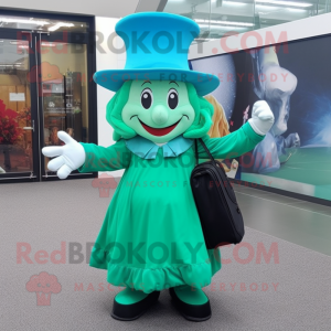 Cyan Leprechaun Hat maskot...