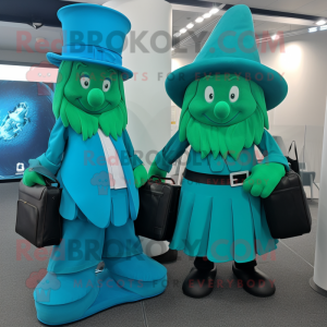 Cyan Leprechaun Hat maskot...