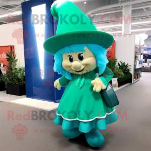 Cyan Leprechaun Hat maskot...