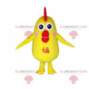 Mascotte uccello giallo, costume canarino, costume pulcino -