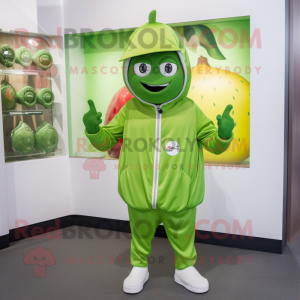 Olive Melon mascot costume character dressed with a Windbreaker and Cummerbunds