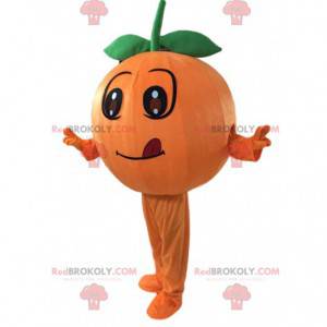 Arancione arancione mascotte e tondo, costume di frutta -