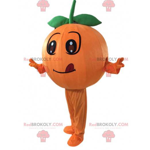 Mascote laranja laranja e redondo, fantasia de frutas -