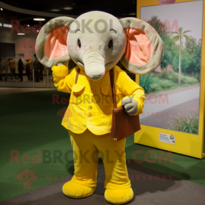 Gul elefant maskot kostume...