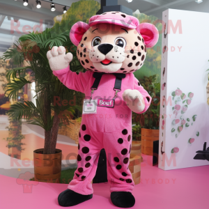 Pink Leopard maskot kostume...