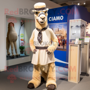 Cream Camel mascot costume character dressed with a Chinos and Ties