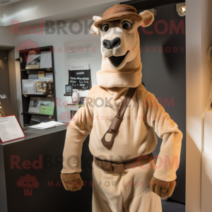Cream Camel mascot costume character dressed with a Chinos and Ties