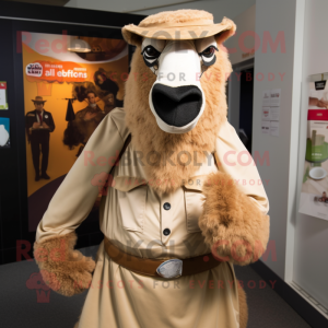 Cream Camel mascot costume character dressed with a Chinos and Ties