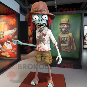 Rust Zombie mascot costume character dressed with a Mini Skirt and Hats