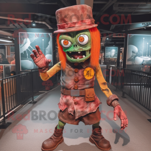 Rust Zombie mascot costume character dressed with a Mini Skirt and Hats