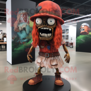 Rust Zombie mascot costume character dressed with a Mini Skirt and Hats