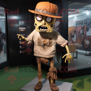 Rust Zombie mascot costume character dressed with a Mini Skirt and Hats