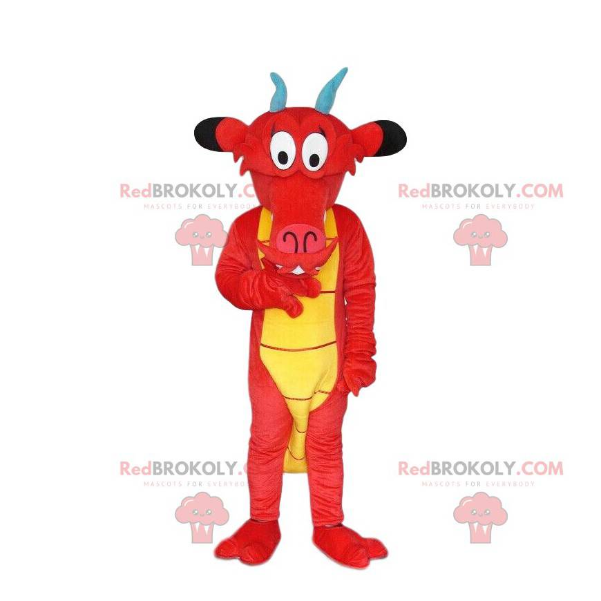 Mascota de Mushu, el famoso dragón rojo de la caricatura Mulan
