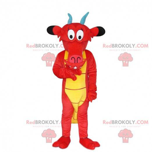 Mushu mascot the famous red dragon from the cartoon Mulan -