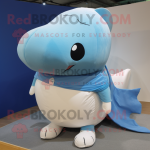 Beige Blue Whale maskot...