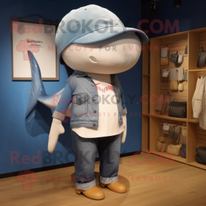 Beige Blue Whale maskot...