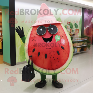 nan Watermelon mascot costume character dressed with a Trousers and Tote bags