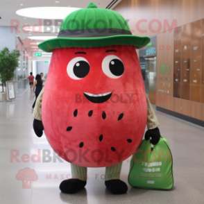 nan Watermelon mascot costume character dressed with a Trousers and Tote bags