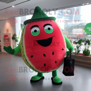 nan Watermelon mascot costume character dressed with a Trousers and Tote bags