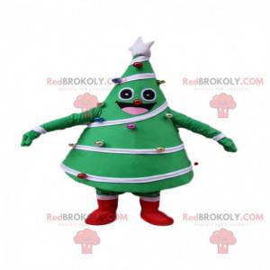 Mascotte albero verde decorato e festivo, costume albero di