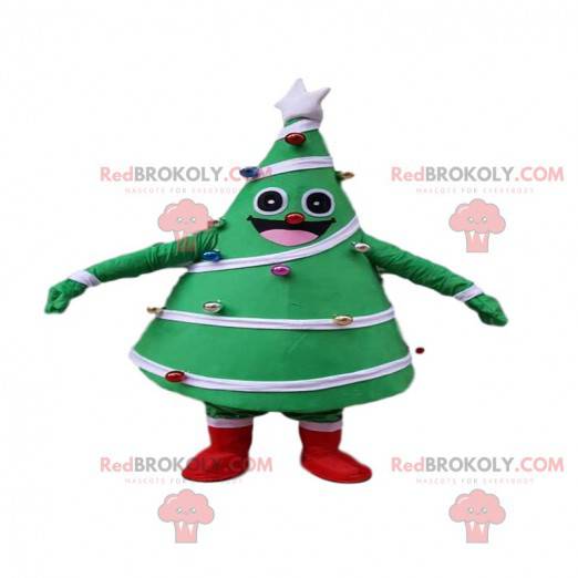 Maskot dekoreret og festligt grønt træ, juletræ kostume -