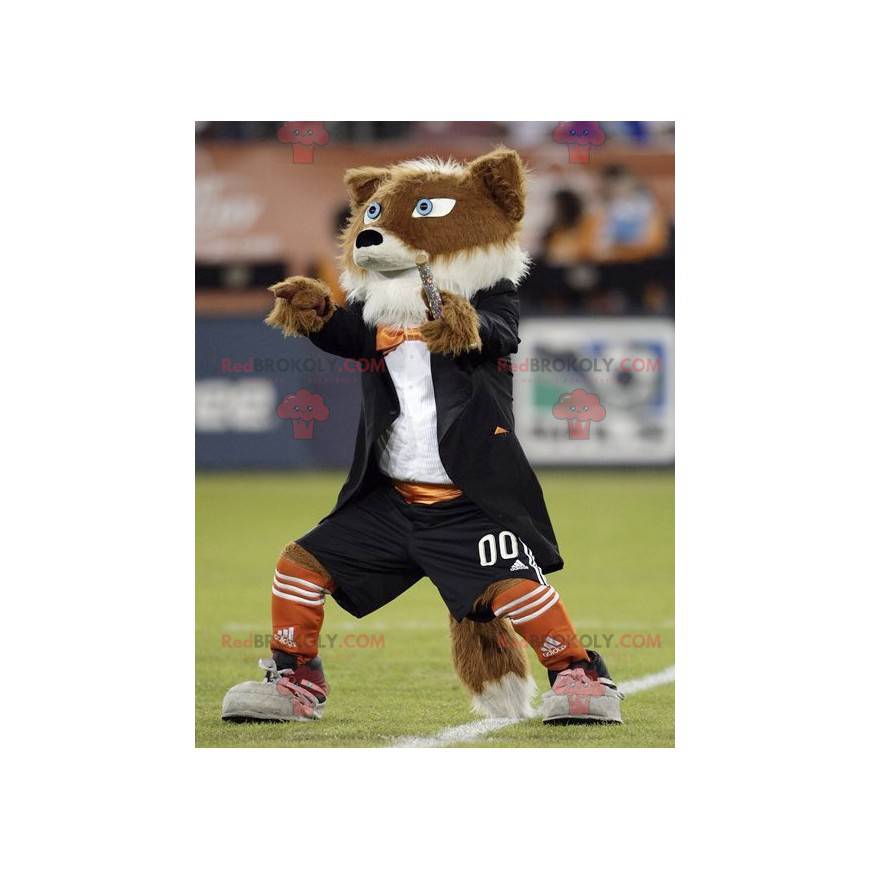 Braunes und weißes Hundemaskottchen alle haarig - Redbrokoly.com Braunes und weißes Hundemaskottchen alle haarig - Redbrokoly.com