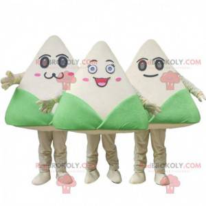 3 Zongzi-mascottes, traditionele voedselkostuums -