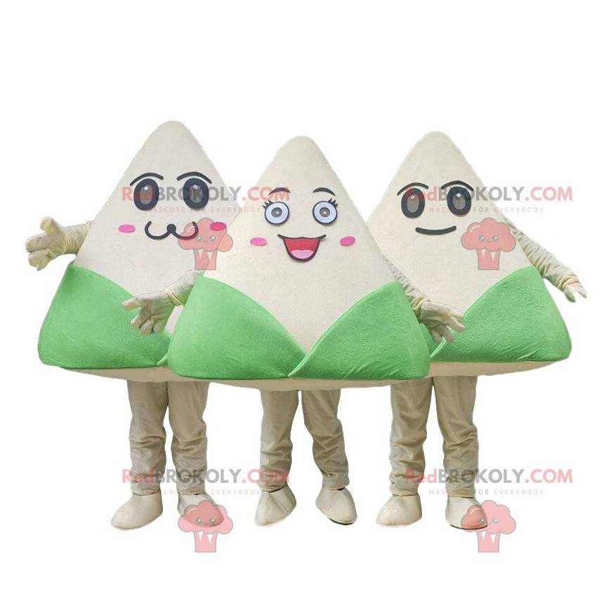 3 mascotte Zongzi, costumi alimentari tradizionali -