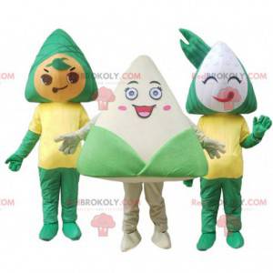 3 mascottes de Zongzi, costumes de plats traditionnels -