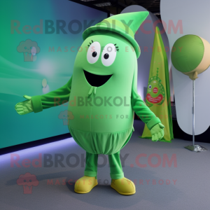 Green Ray mascot costume character dressed with a Jumpsuit and Pocket squares