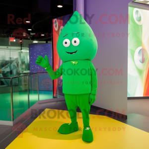 Green Ray mascot costume character dressed with a Jumpsuit and Pocket squares