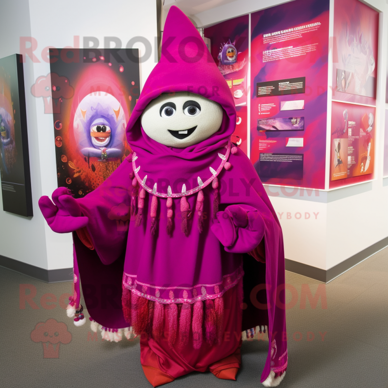 Magenta Chief mascot costume character dressed with a Cover-up and Shawl pins Magenta Chief mascot costume character dressed with a Cover-up and Shawl pins