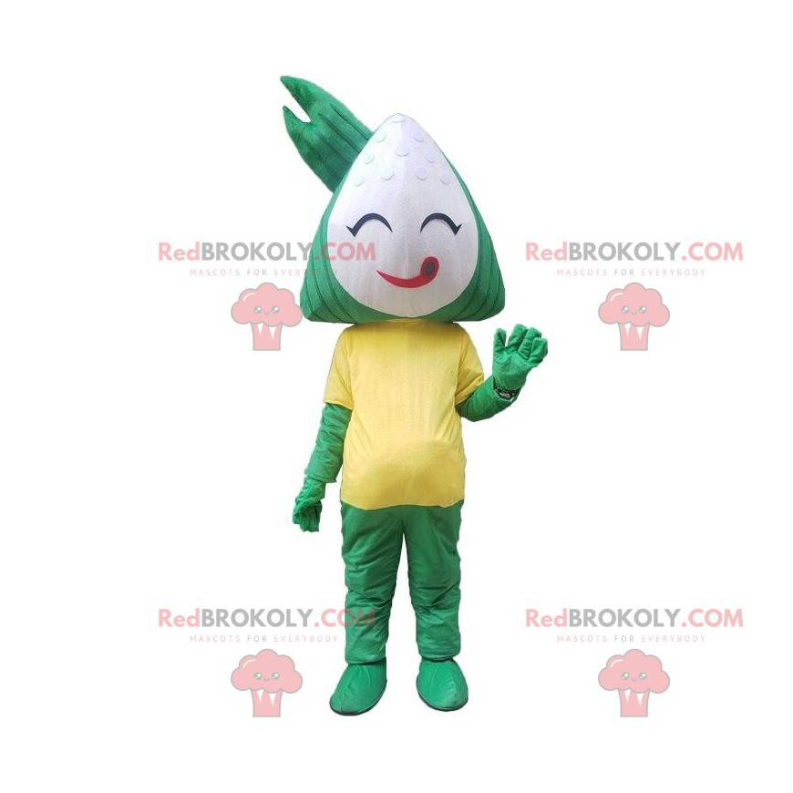 Mascotte Zongzi, piatto cinese bianco, verde e giallo -