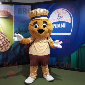 nan Croissant mascot costume character dressed with a Polo Tee and Hats
