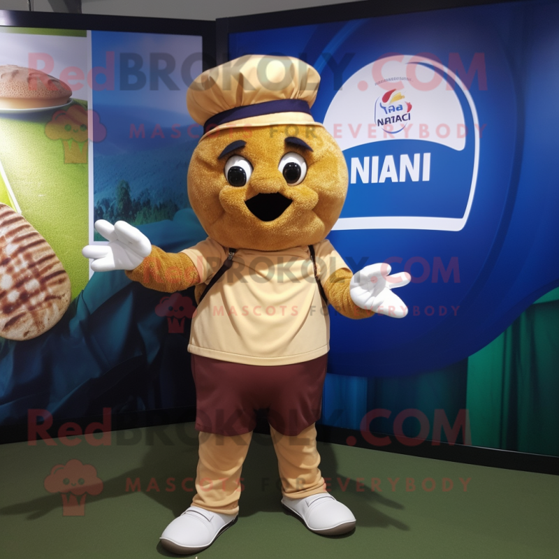 nan Croissant mascot costume character dressed with a Polo Tee and Hats nan Croissant mascot costume character dressed with a Polo Tee and Hats