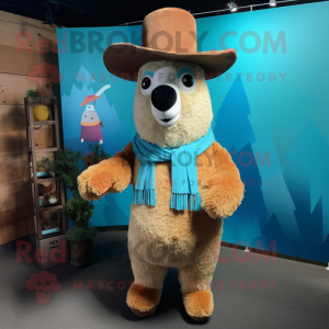 Cyan Lama maskot kostume...