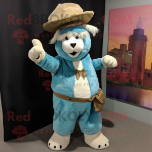 Cyan Lama maskot kostym...