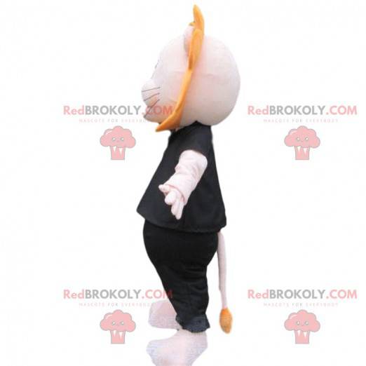 Leeuw mascotte met bril en zwarte kleding - Redbrokoly.com