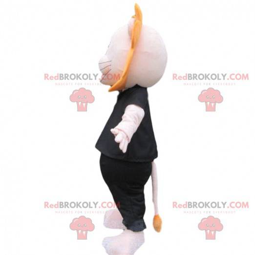Mascotte leone con occhiali e vestiti neri - Redbrokoly.com