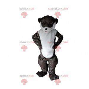 Mascote de lontra marrom e branca, fantasia de rio -